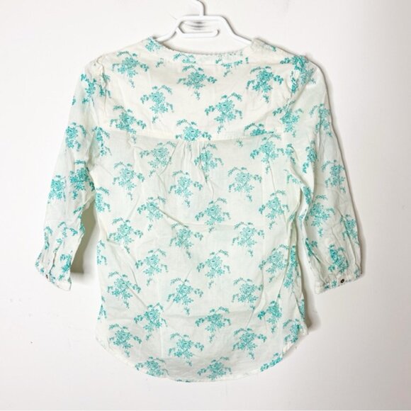 Scotch & Soda Women's Floral Blouse 3/4 length sleeve Button front Cream Size XS - Picture 9 of 11